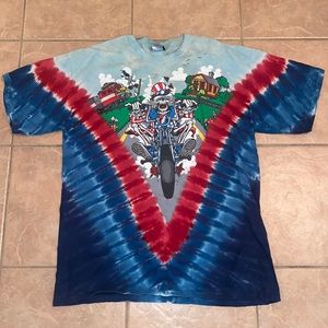 2011 Grateful Dead Deadhead Crossing Biker Liquid Blue TieDye T-Shirt Men